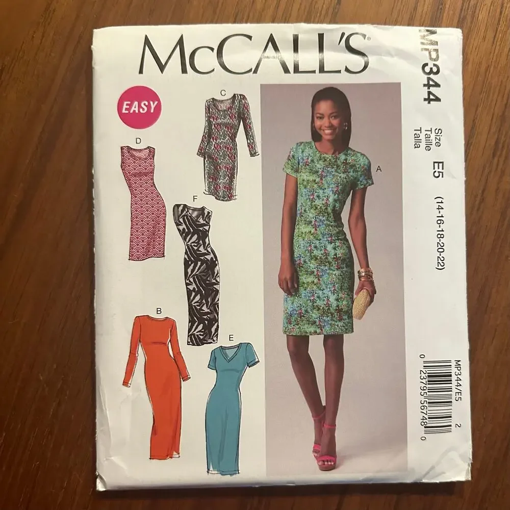 McCall's Pattern MP344 Dress Size 14-22 Easy